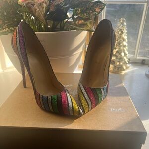 Christian Louboutin So Kate 120 Suede Stripy Glitter